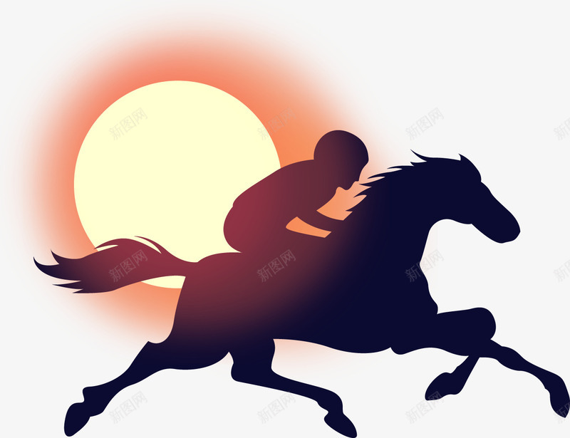 骑马的人png免抠素材_88icon https://88icon.com 太阳 追赶 追逐 追马 马 骑马