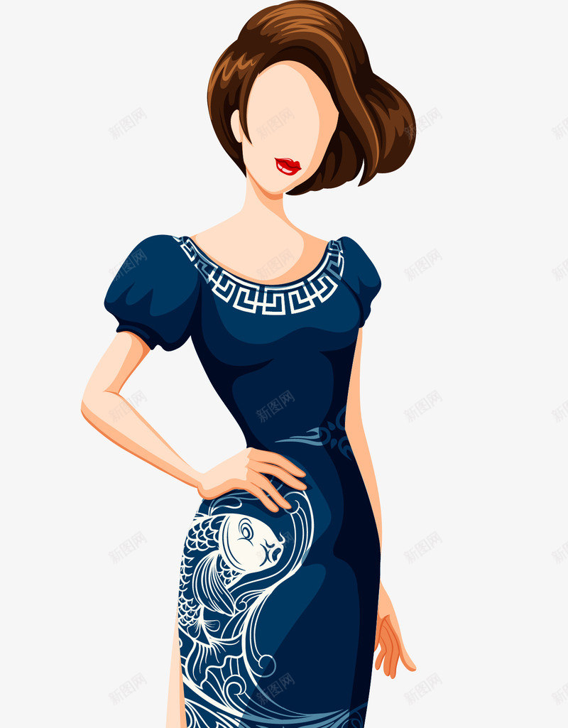 穿旗袍的时尚女人图png免抠素材_88icon https://88icon.com 女子 女孩 手绘 时尚女人 模特 美丽女孩 长发女子