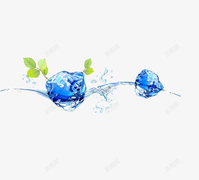 清新夏日水纹冰块树叶png免抠素材_88icon https://88icon.com 冰块 夏日 树叶 水纹 清新