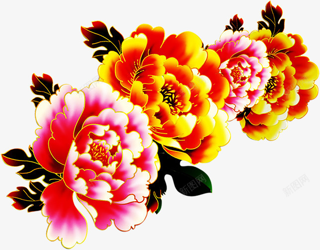 牡丹花盛世年华国庆元素png免抠素材_88icon https://88icon.com 元素 国庆 年华 牡丹花 盛世