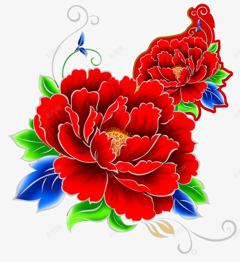 银边红色牡丹花png免抠素材_88icon https://88icon.com 大红色牡丹花 花卉 花朵 银边牡丹