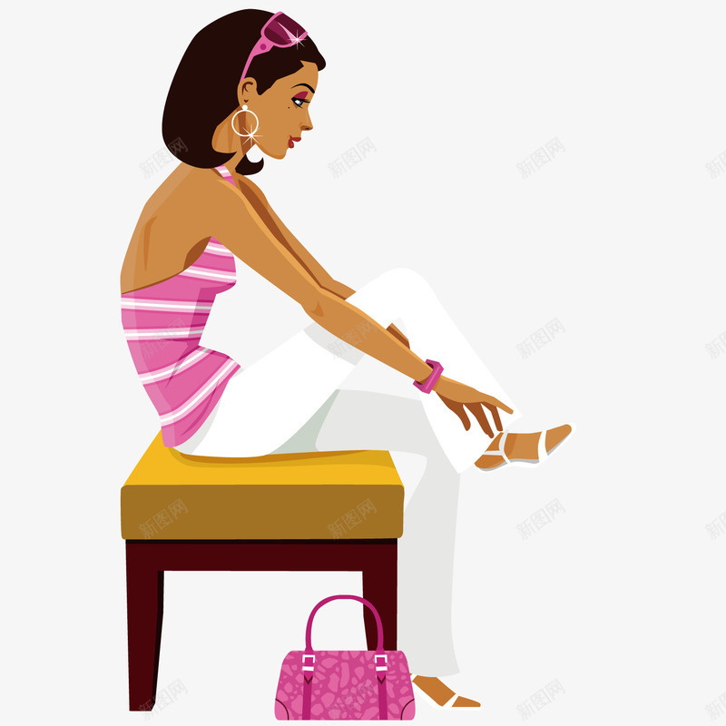 换鞋的女人png免抠素材_88icon https://88icon.com 卡通 女人 换鞋 脱鞋