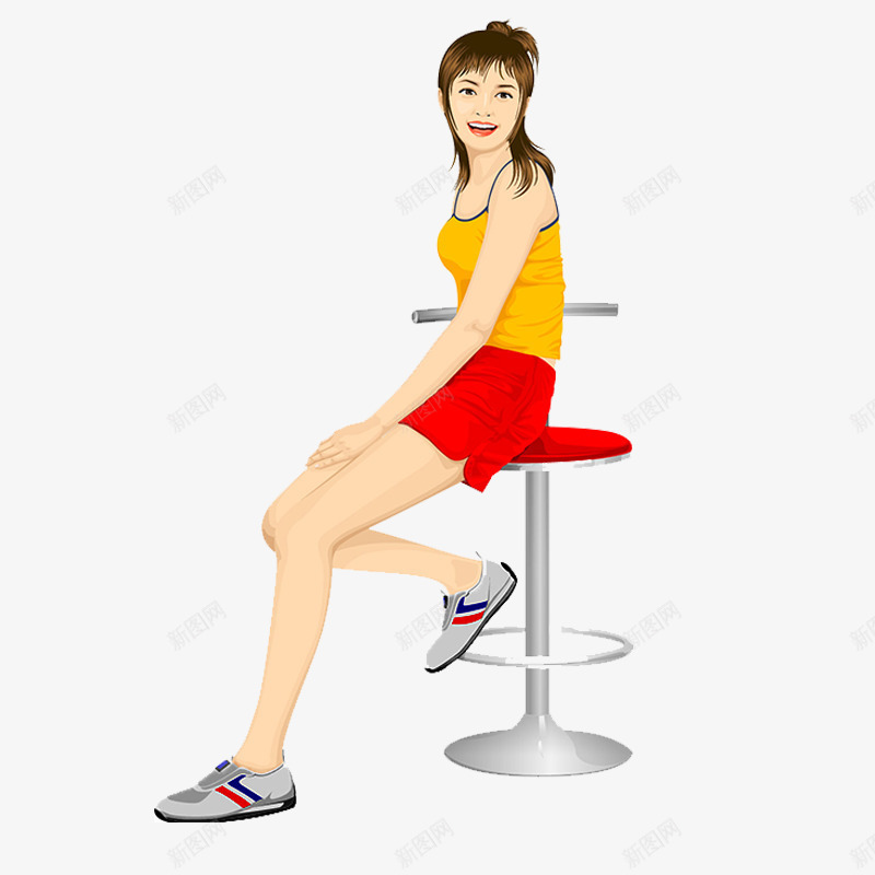 2017年坐在高凳上的运动女生png免抠素材_88icon https://88icon.com 坐在椅子上的人 坐在高脚凳上 绘画图 美丽女生 运动装