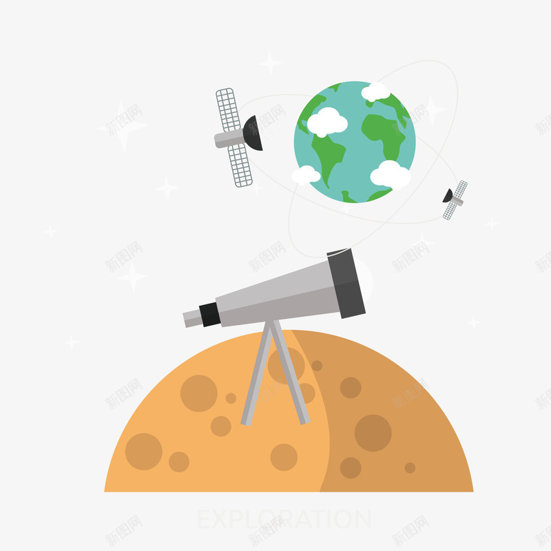 月亮太空插画png免抠素材_88icon https://88icon.com 太空 插画 月亮 科技 航天