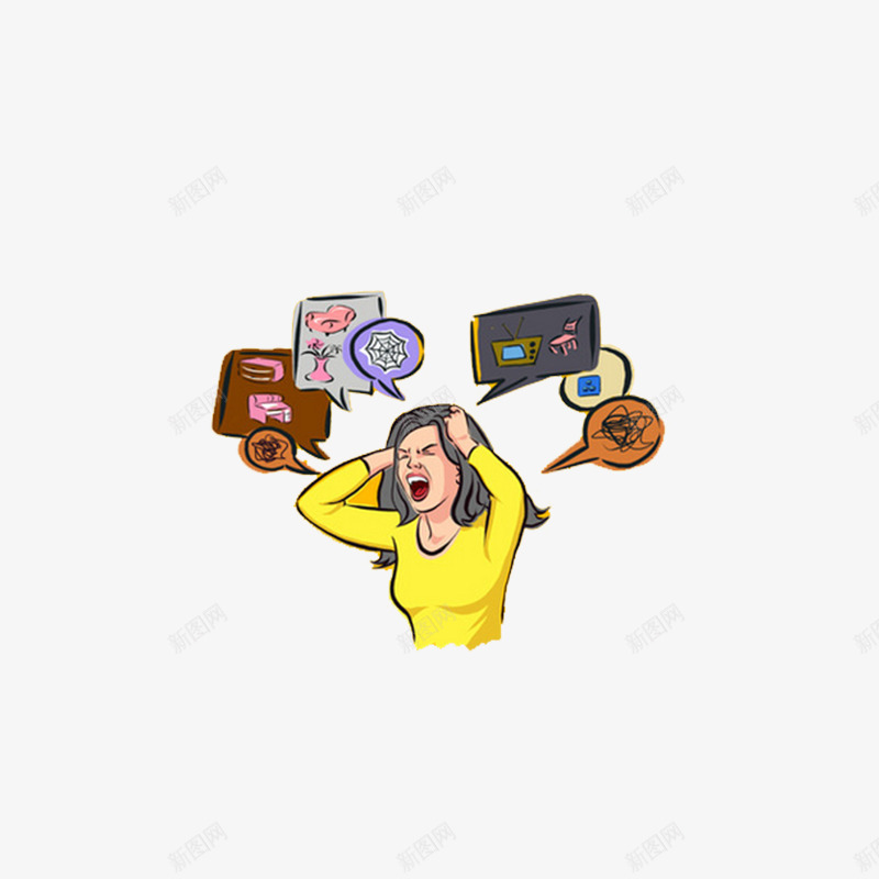 烦恼的女人psd免抠素材_88icon https://88icon.com PNG图形 PNG装饰 卡通 女人 烦恼 装饰
