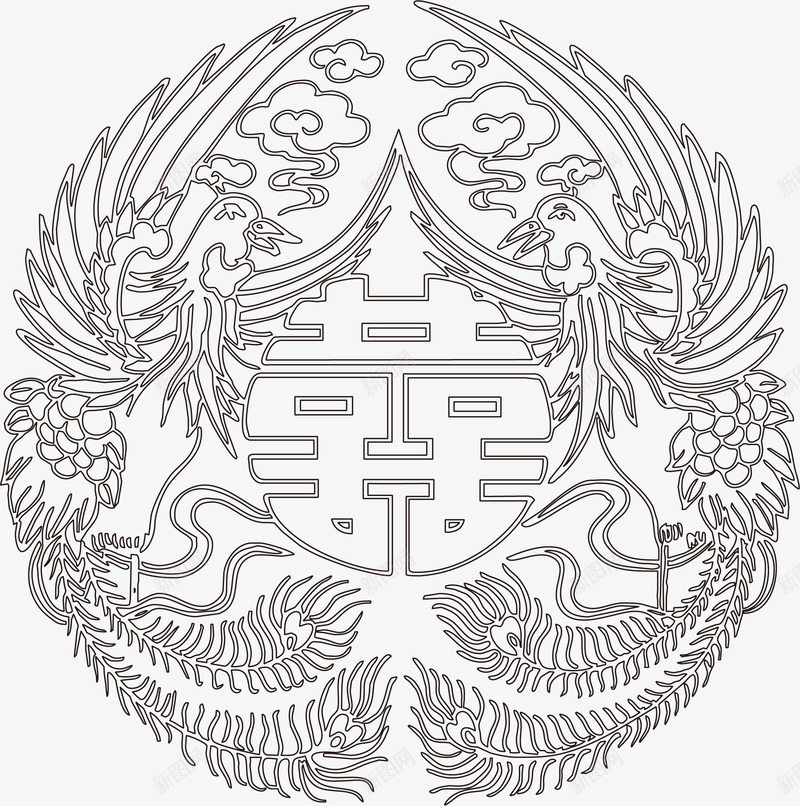 古典花纹喜字装饰图案矢量图ai免抠素材_88icon https://88icon.com 传统名族花纹 古典花纹 名族风装饰图案 欧式花纹 民族花纹 矢量图