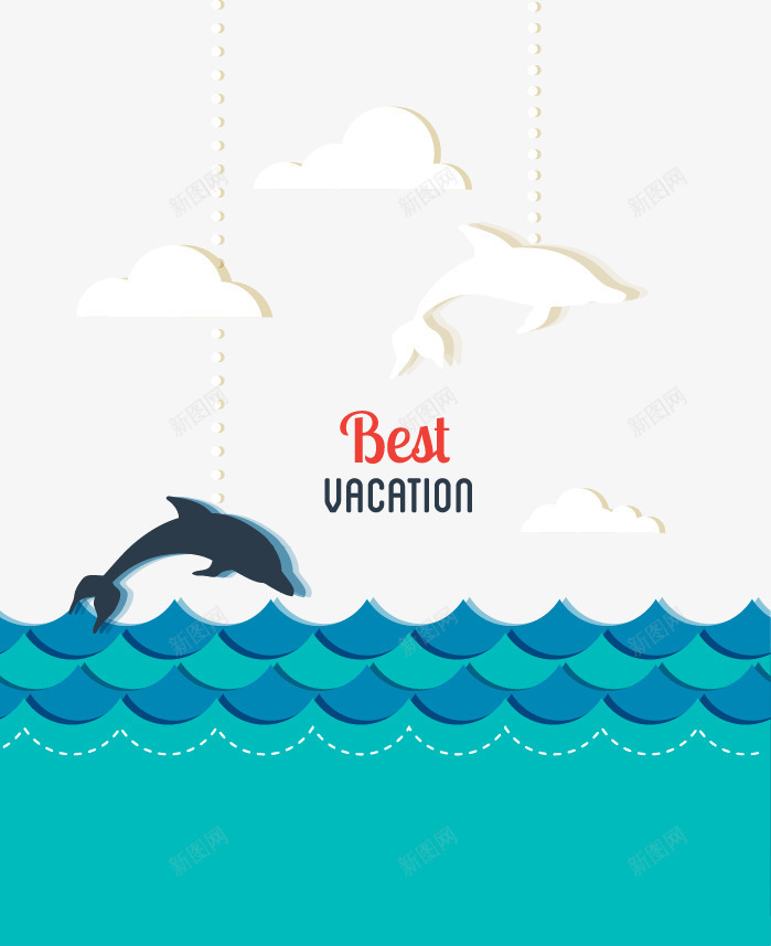 海豚矢量图ai免抠素材_88icon https://88icon.com 波浪 海豚 蓝色 矢量图
