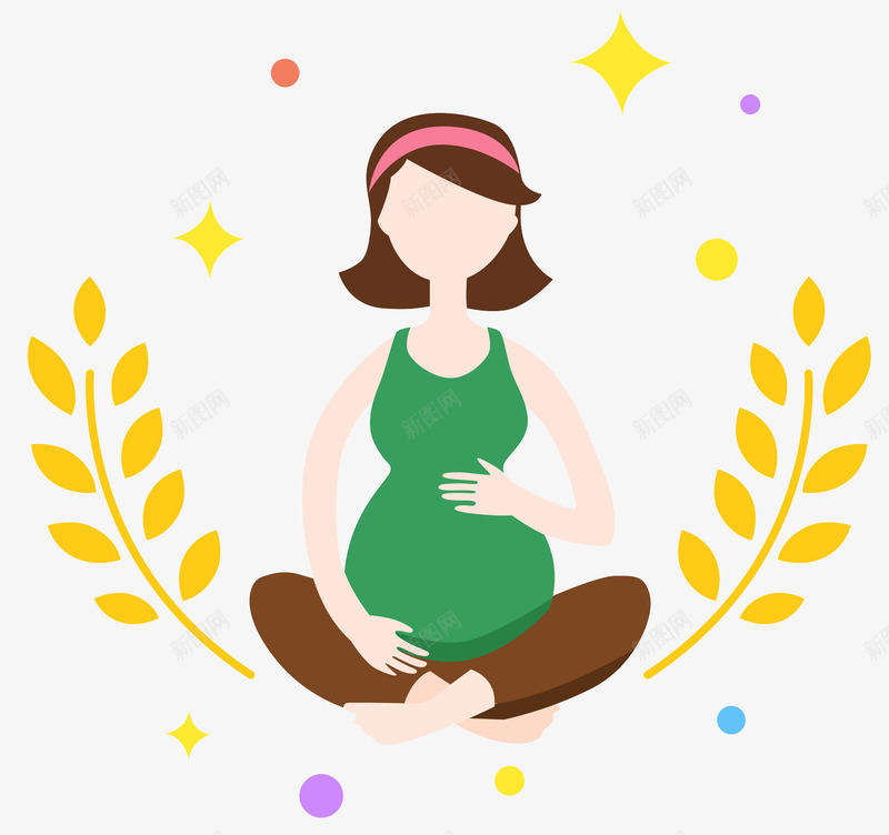 卡通手绘孕妇保护插画png免抠素材_88icon https://88icon.com 保护 创意 卡通手绘 女人 孕妇 孕妈咪 插画 星星 树叶