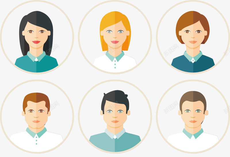 手绘扁平人物头像矢量图ai免抠素材_88icon https://88icon.com 人物 头像 女人 扁平 手绘 男人 矢量图