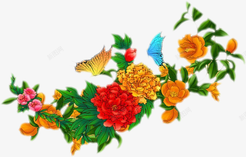 彩色牡丹蝴蝶国画中秋png免抠素材_88icon https://88icon.com 中秋 国画 彩色 牡丹 蝴蝶