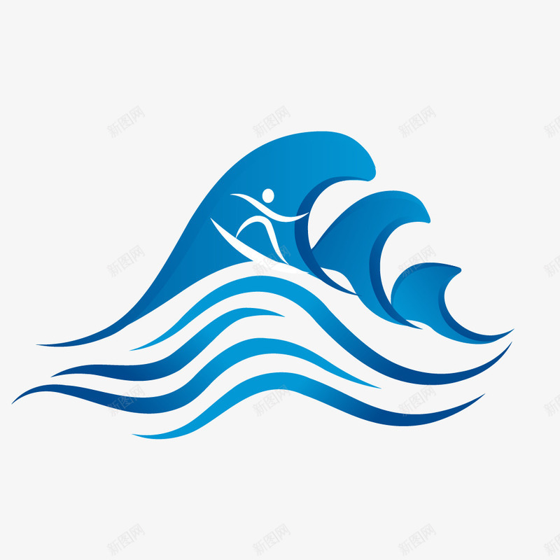 蓝色渐变海纹png免抠素材_88icon https://88icon.com 波浪 海纹 渐变 线条 蓝色