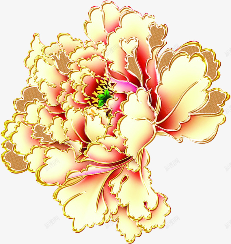 荣华富贵金属牡丹png免抠素材_88icon https://88icon.com 牡丹 荣华富贵 金属