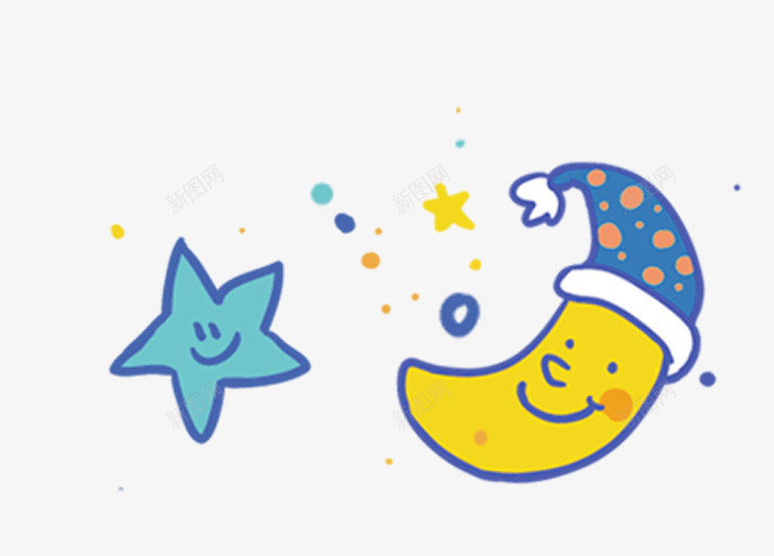装饰卡通月亮星星png免抠素材_88icon https://88icon.com 卡通手绘 夜晚 手绘月亮 星星 月亮 装饰图案 装饰星星