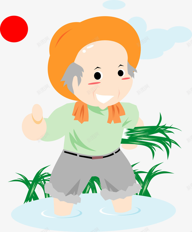 卡通农民矢量图ai免抠素材_88icon https://88icon.com 农民 农民人物形象 卡通 太阳 庄稼 植物 矢量图