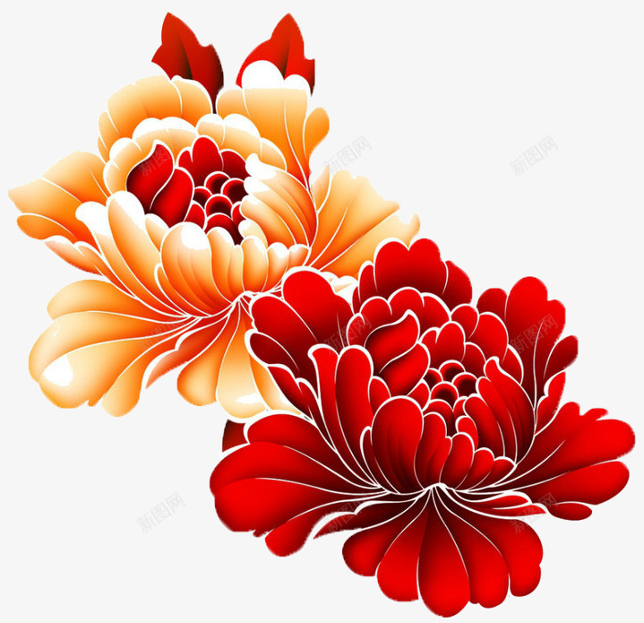 富贵花开红牡丹png免抠素材_88icon https://88icon.com 富贵 牡丹