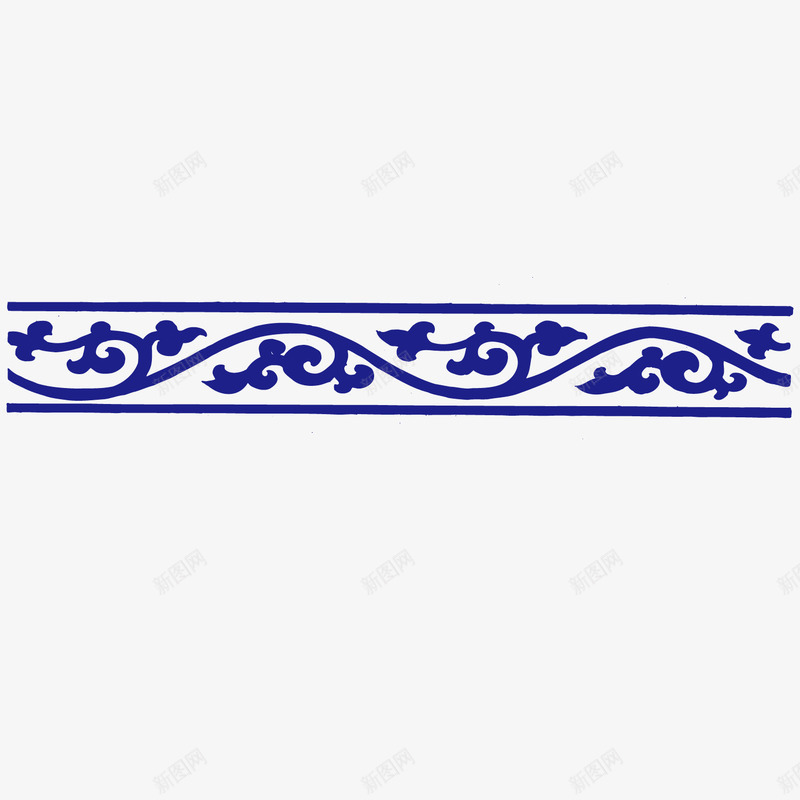 波浪线边框蓝色复古png免抠素材_88icon https://88icon.com 复古 波浪线 蓝色 边框