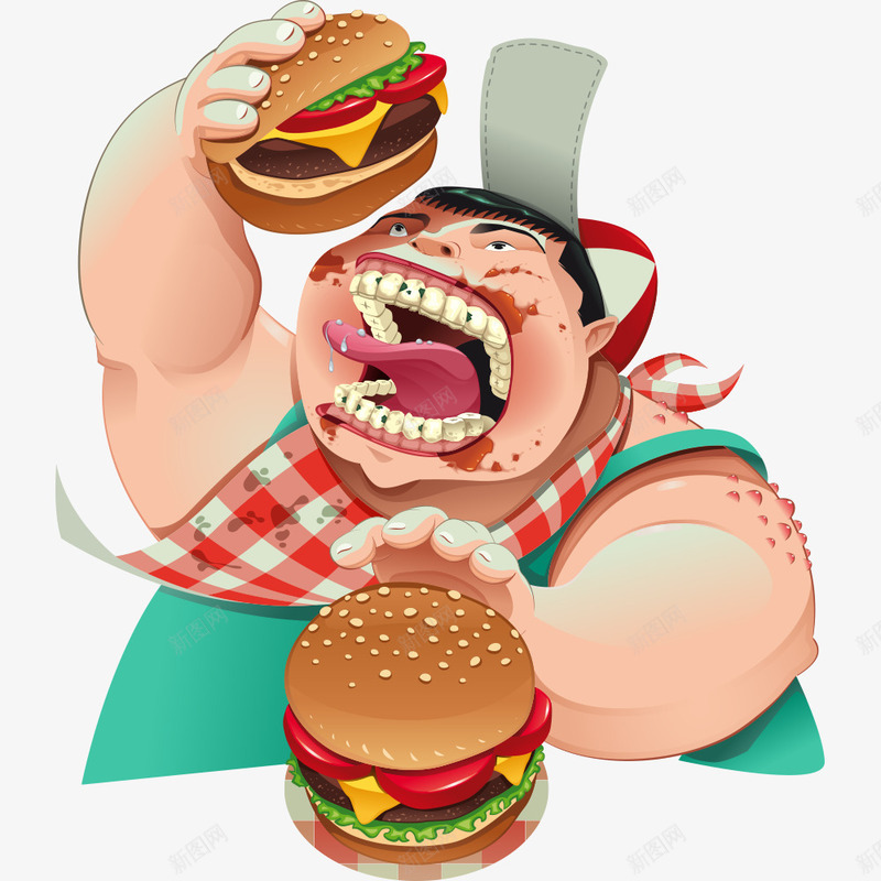 吃汉堡的肥胖女人png免抠素材_88icon https://88icon.com 人物 人物插画 卡通人物 汉堡包 矢量人物 肥胖女人