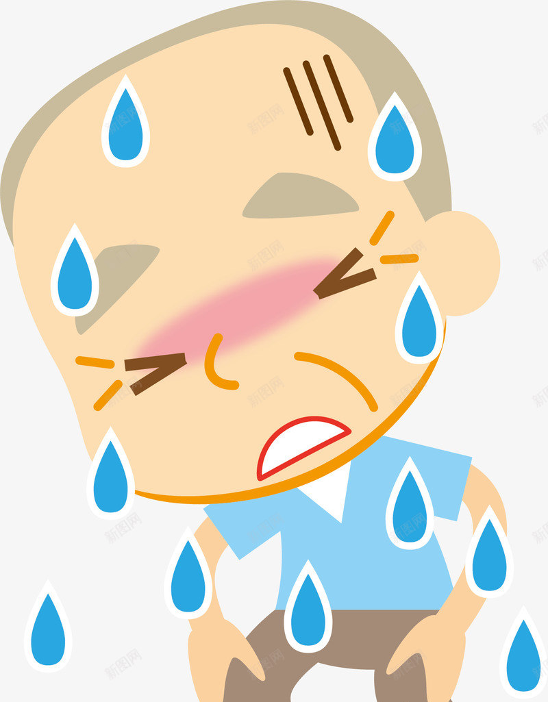 男孩矢量图ai免抠素材_88icon https://88icon.com 卡通手绘 太阳 太阳下汗如雨下 彩绘 流汗 热 男孩 矢量图 装饰图案