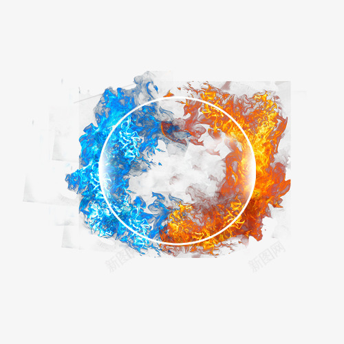 蓝色和红色火焰png免抠素材_88icon https://88icon.com 圆 火 红色火焰 蓝色火焰