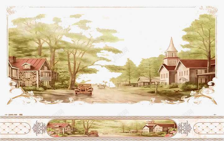 美丽的乡村景色png免抠素材_88icon https://88icon.com 乡土气息 别墅 幽雅 树木