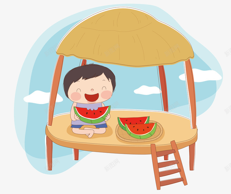吃西瓜的男生矢量图ai免抠素材_88icon https://88icon.com 吃的 夏天 矢量素材 西瓜 食品 矢量图