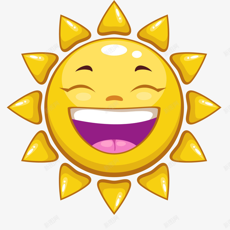卡通大笑快乐的太阳矢量图ai免抠素材_88icon https://88icon.com 卡通 大笑 太阳设计 微笑 快乐 欢笑 黄色 矢量图