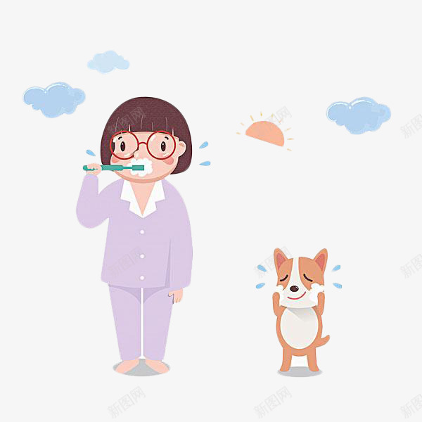 我与狗狗的日常png免抠素材_88icon https://88icon.com 卡通手绘 可爱画风 太阳 宠物 洗脸卡通 清洁