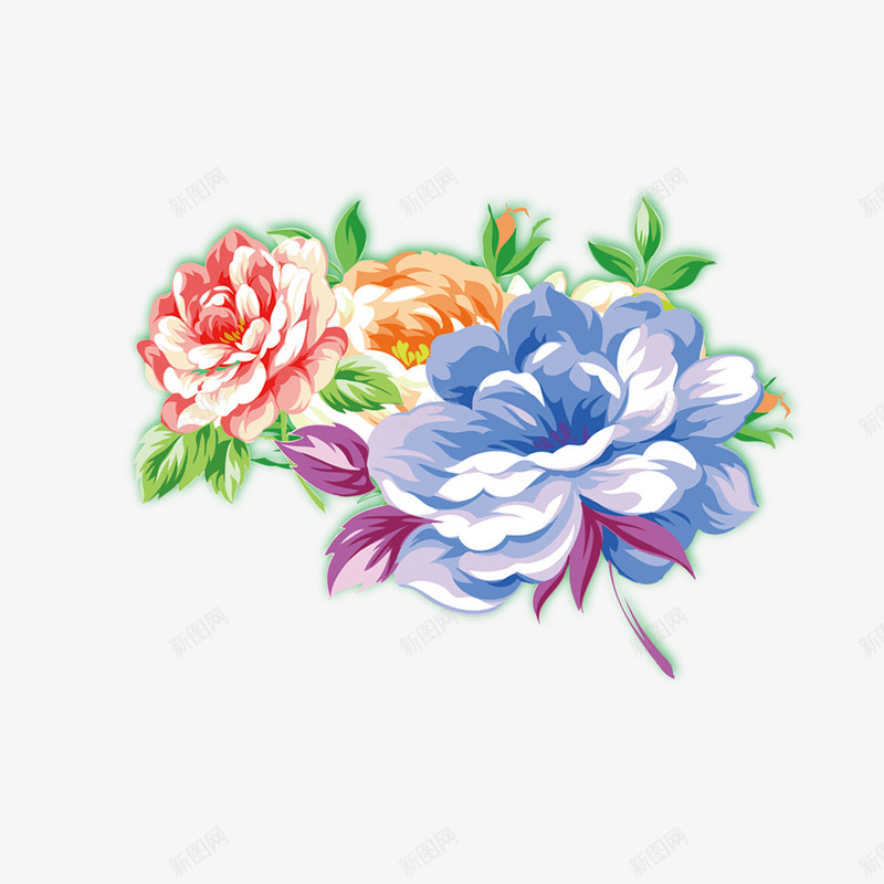 彩色手绘牡丹花png免抠素材_88icon https://88icon.com 彩色 手绘 牡丹花