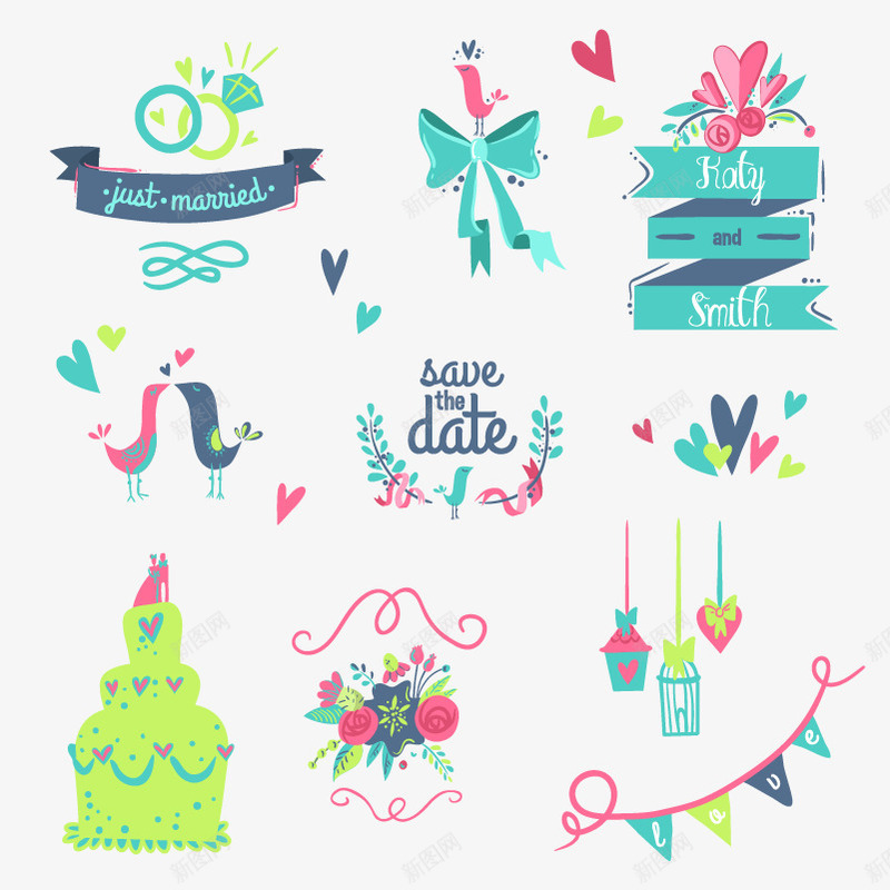 卡通手绘生日庆祝png免抠素材_88icon https://88icon.com 卡通 彩带 手绘 横幅 花 蛋糕