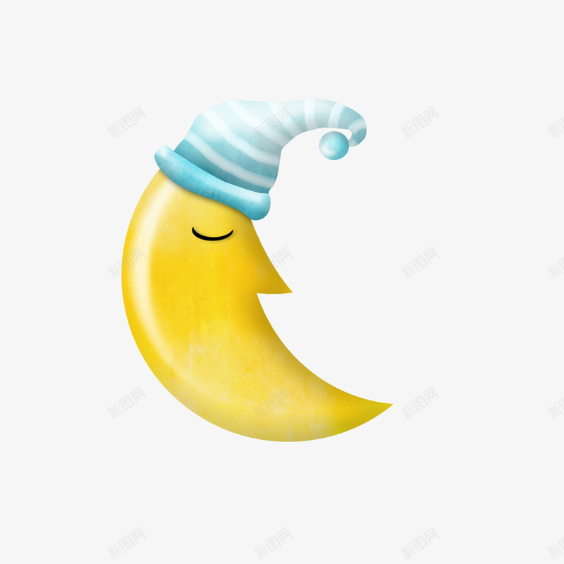月亮png免抠素材_88icon https://88icon.com 卡通 戴帽子的月亮 月亮