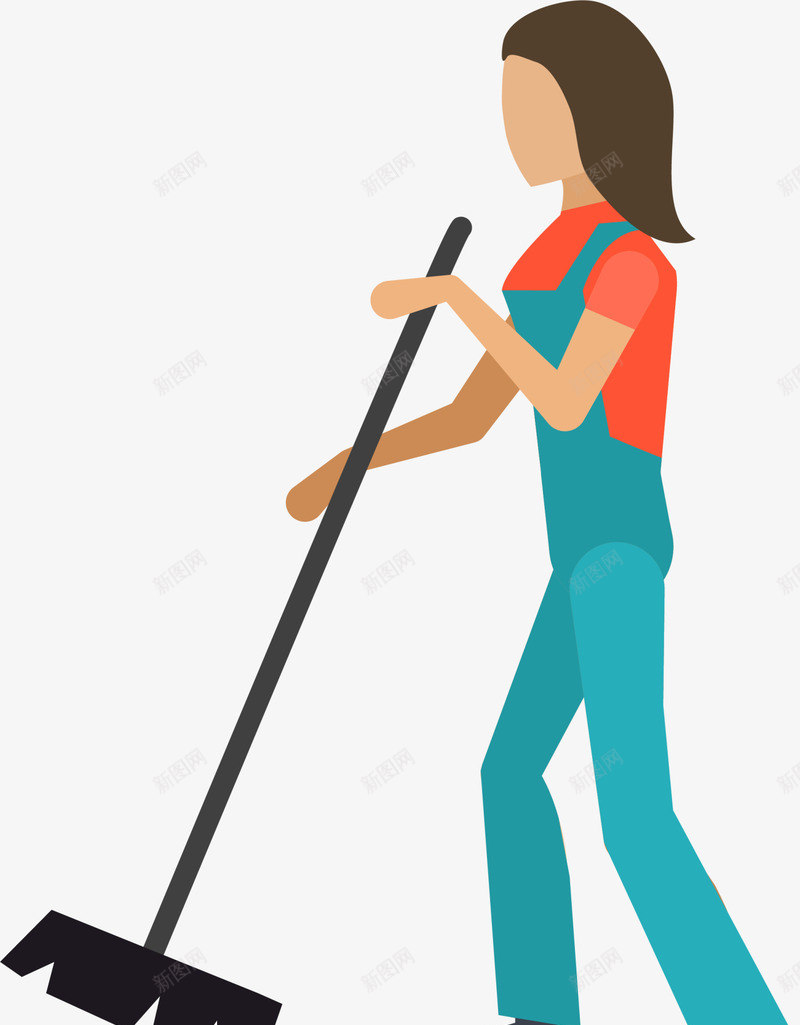 扫地的女人人物插画png免抠素材_88icon https://88icon.com 人物插画 可爱女人 扫地的女人 拿着扫把 清洁工人 短发女人