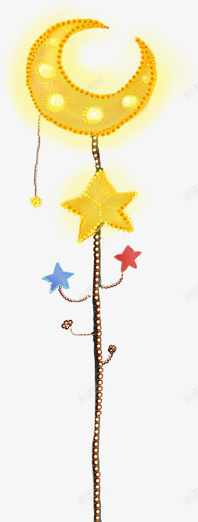 手绘黄色梦幻月亮装饰png免抠素材_88icon https://88icon.com 月亮 梦幻 装饰 黄色