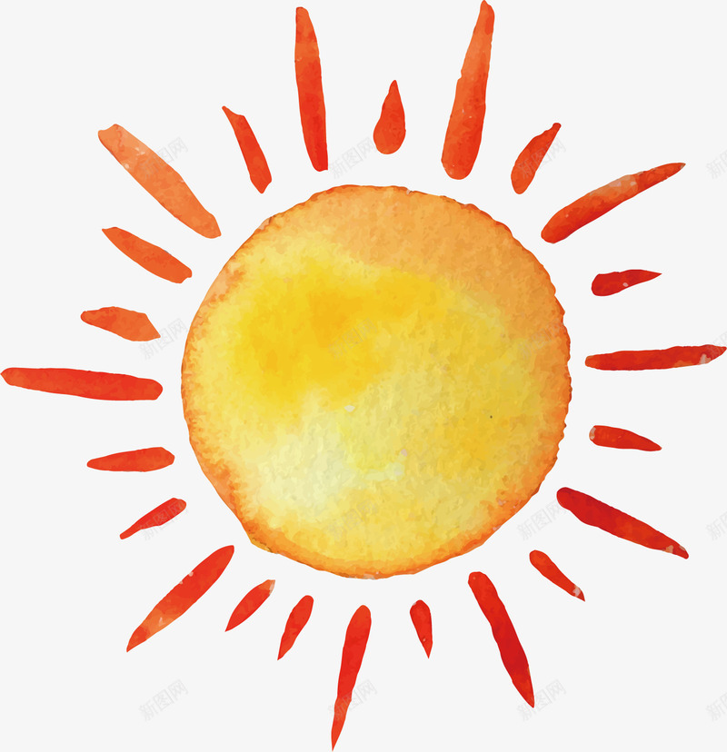 太阳画画图矢量图ai免抠素材_88icon https://88icon.com 几何图形 卡通手绘 唯美 太阳 红色 绘画 黄色 矢量图