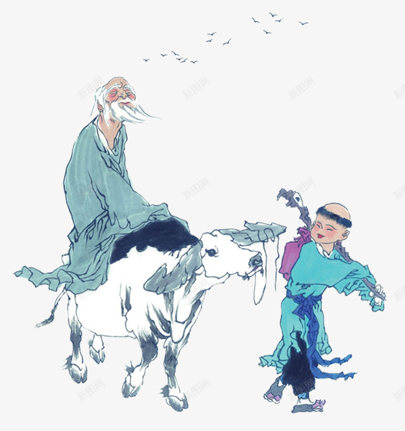 古典人物png免抠素材_88icon https://88icon.com 回乡 牧童 老牛 老者