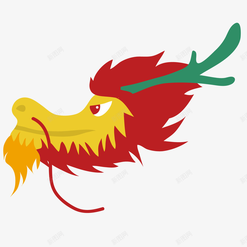 彩色扁平化龙头元素矢量图ai免抠素材_88icon https://88icon.com 商务 庆祝 彩色 扁平化 纹理 节日 锯齿 龙抬头 龙角 矢量图