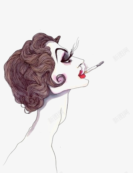 抽烟的女人png免抠素材_88icon https://88icon.com 手绘 插画 香烟