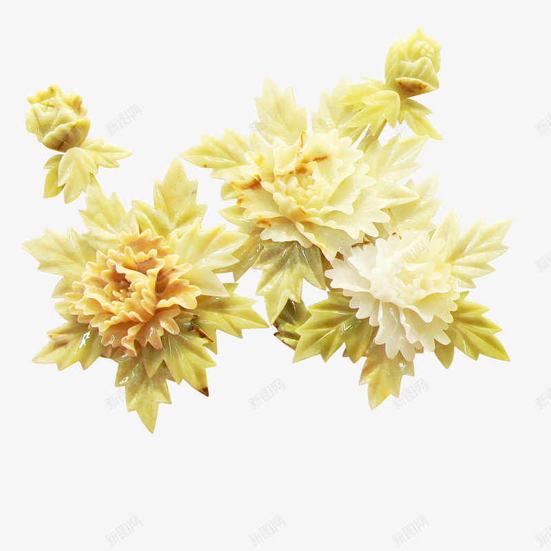 牡丹png免抠素材_88icon https://88icon.com 牡丹 玉雕 花朵 金黄色