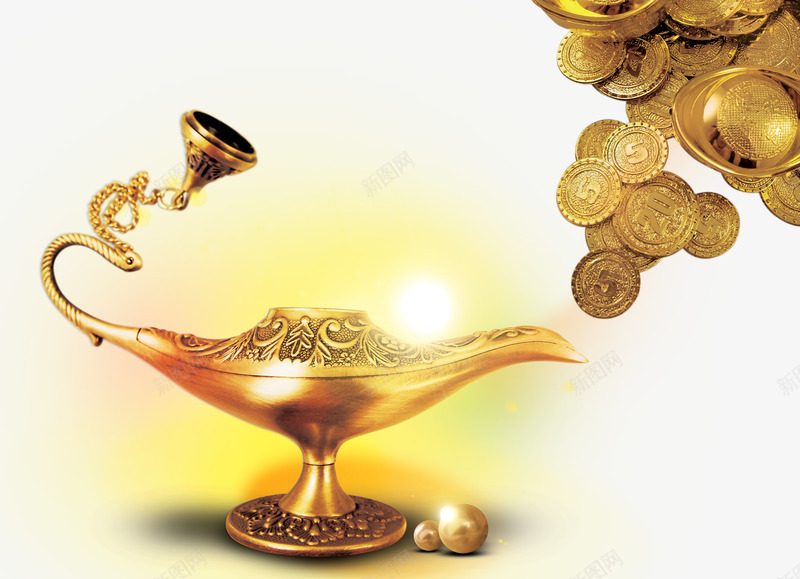 神灯png免抠素材_88icon https://88icon.com 地产 灯神 炫光 神灯 许愿神灯 金字 金属 金币 金色