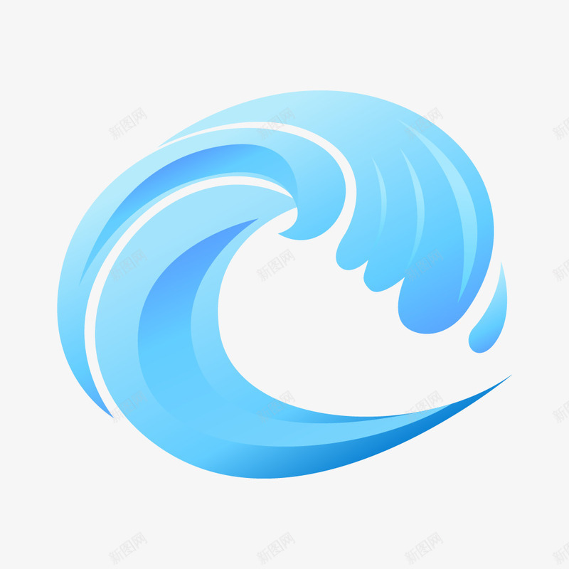 蓝色渐变立体感海纹png免抠素材_88icon https://88icon.com 波浪 海纹 渐变 立体感 蓝色海浪