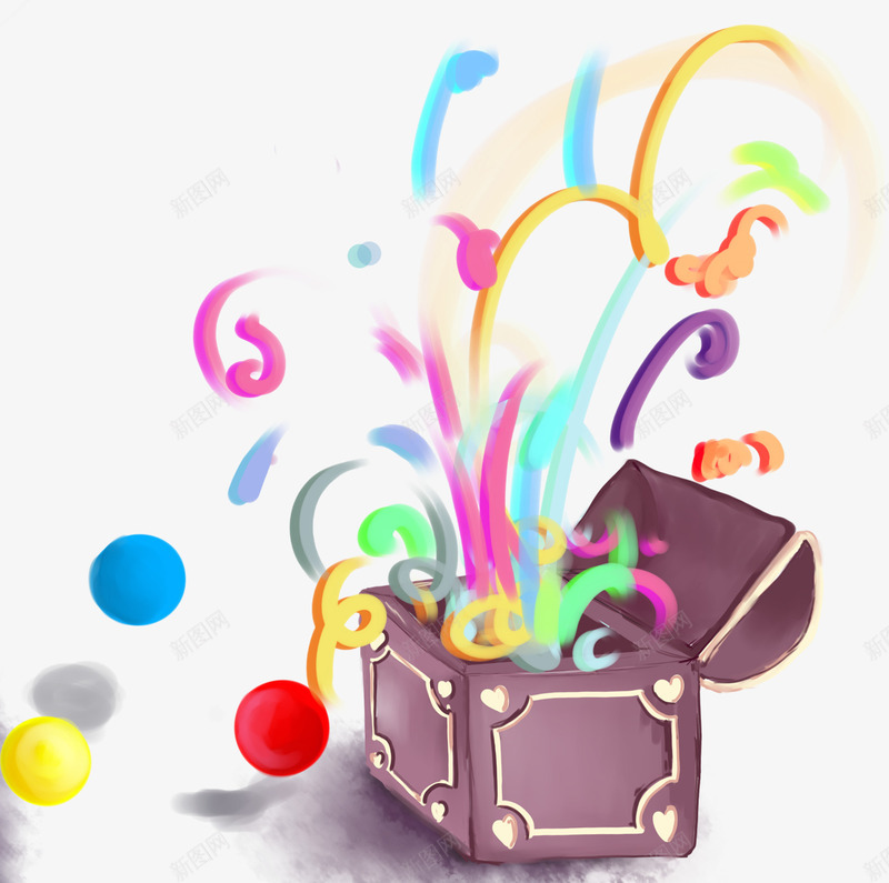 手绘装饰打开的宝箱psd免抠素材_88icon https://88icon.com 卡通手绘 宝箱 庆祝 惊喜 打开 打开的宝箱 箱子