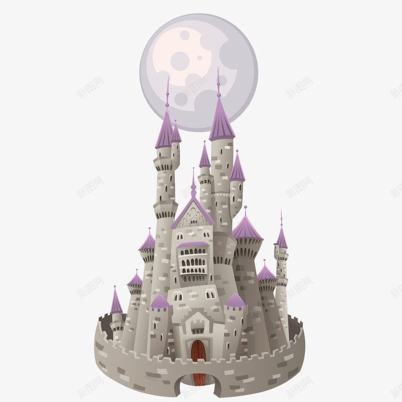 古城堡png免抠素材_88icon https://88icon.com 古堡 建筑 月亮 童话
