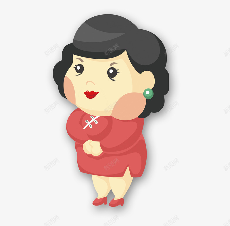 穿着旗袍的女人png免抠素材_88icon https://88icon.com 中国风 丰满 卡通 妇人 富太太 彩色 手绘 旗袍 旗袍卡通人物