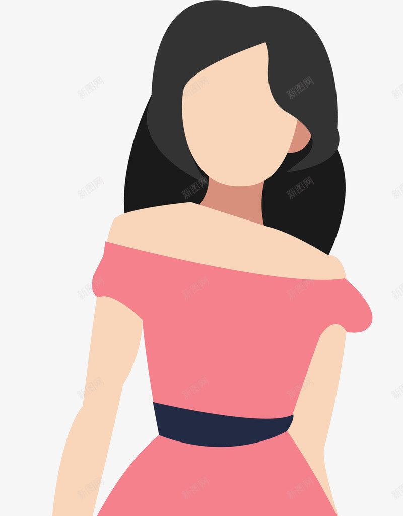 美丽女人人物插画png免抠素材_88icon https://88icon.com 人物插画 可爱女人 女人插画 粉色裙子 美丽女人 长发女人
