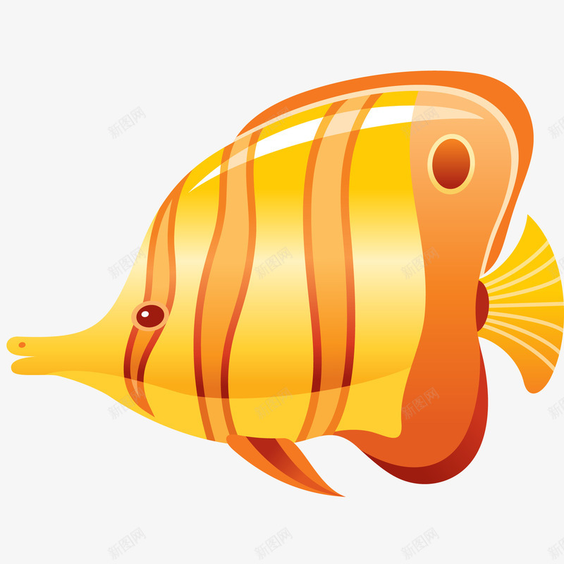 卡通可爱的热带鱼矢量图ai免抠素材_88icon https://88icon.com 动物 卡通 海洋 热带鱼 鱼类 黄色 矢量图