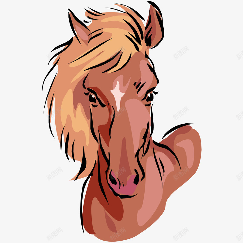 手绘彩色马头像png免抠素材_88icon https://88icon.com T恤设计 印花图案 帅气马头像 手绘马头像 棕色马头像 马