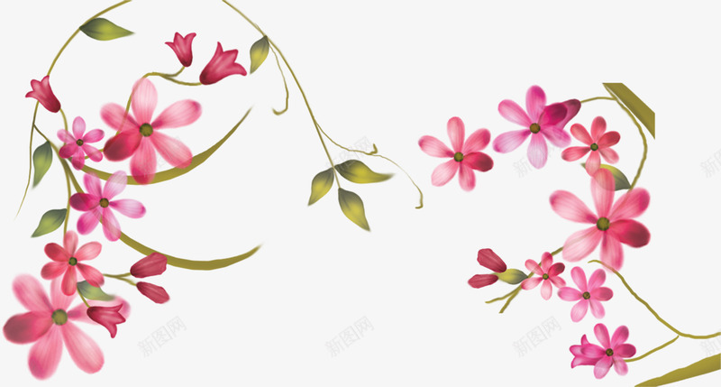 粉色温馨淡雅花朵花藤png免抠素材_88icon https://88icon.com 淡雅 温馨 粉色 花朵