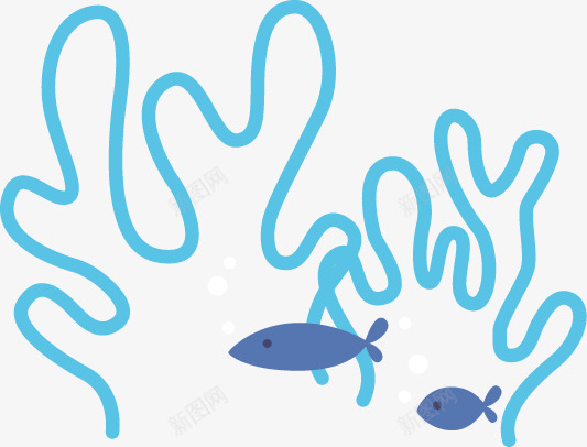 珊瑚海洋动物鱼png免抠素材_88icon https://88icon.com 动物 插画 海星 海洋 海草 海螺 清新 珊瑚 轮廓 鱼