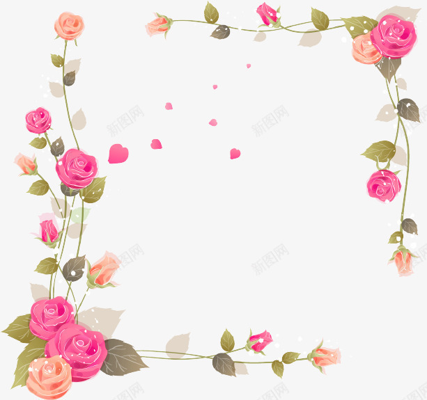 粉色清新花藤边框纹理png免抠素材_88icon https://88icon.com 免抠PNG 清新 粉色 花藤 边框纹理