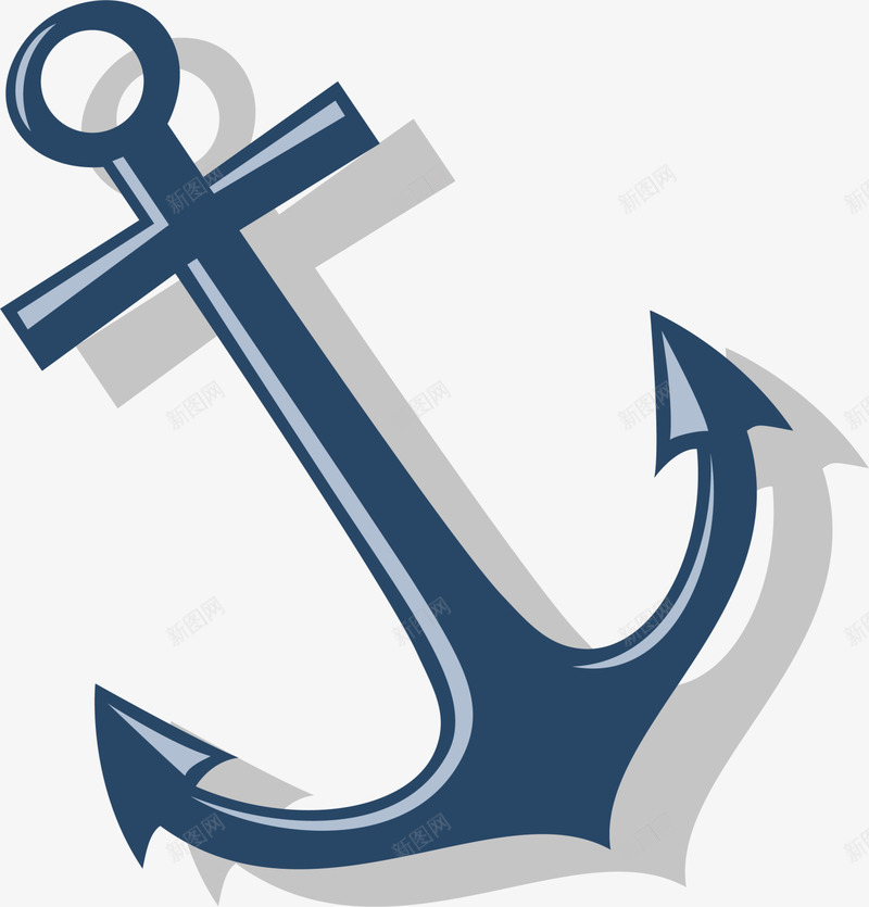 蓝色卡通船锚png免抠素材_88icon https://88icon.com 卡通船锚 大海 海洋 船只 蓝色船锚 装饰图案 轮船