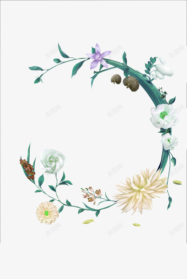 绿色简约花藤边框纹理png免抠素材_88icon https://88icon.com 免抠PNG 简约 绿色 花藤 边框纹理